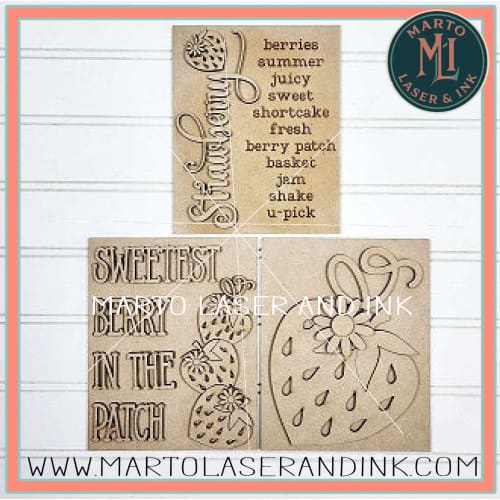 Berry Sweet Trio Frame  # 023 Wood Laser Blank | DIY Craft Cutout | Paint-Ready