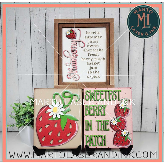 Berry Sweet Trio Frame  # 023 Wood Laser Blank | DIY Craft Cutout | Paint-Ready
