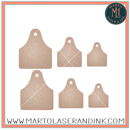 6 Cow tags #011 Wood Laser Blank | DIY Craft Cutout | Paint-Ready