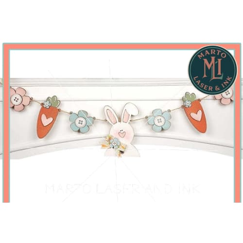 Bunny Banner # 024 Wood Laser Blank | DIY Craft Cutout | Paint-Ready