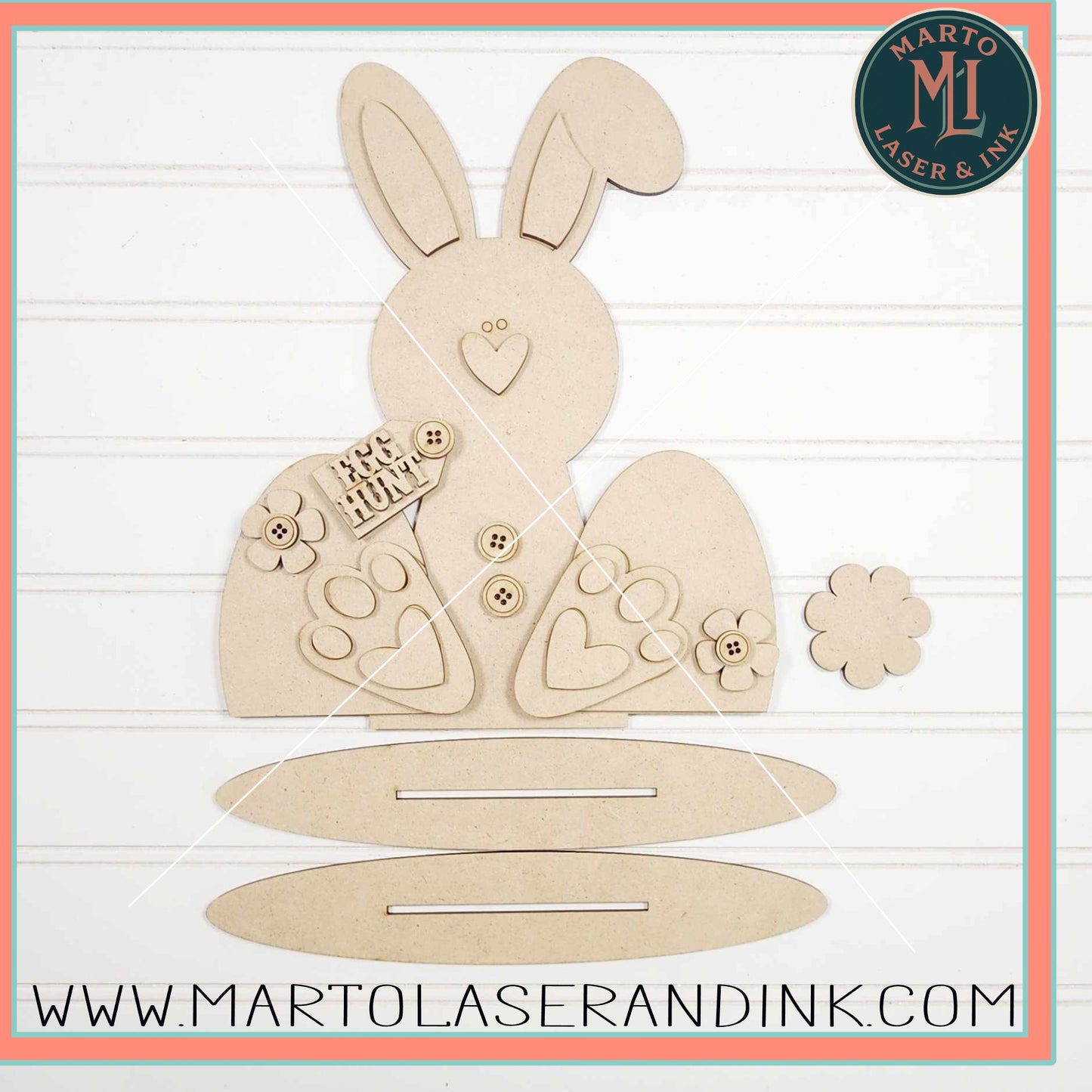 Bunny Shelf sitter # 012 Wood Laser Blank | DIY Craft Cutout | Paint-Ready