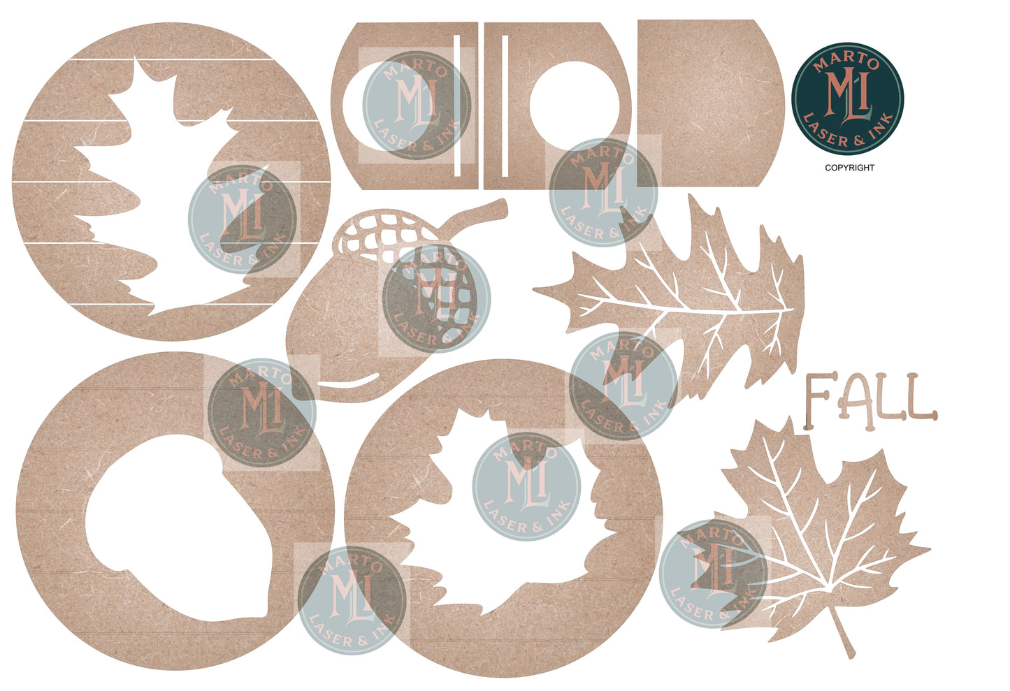 Fall Trio Leaves Candle circles and Base # 4206 Interchangeable Digital Laser Cut SVG File – Instant Download