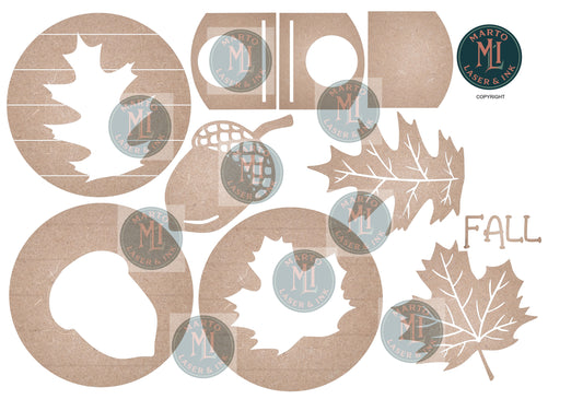 Fall Trio Leaves Candle circles and Base # 4206 Interchangeable Digital Laser Cut SVG File – Instant Download