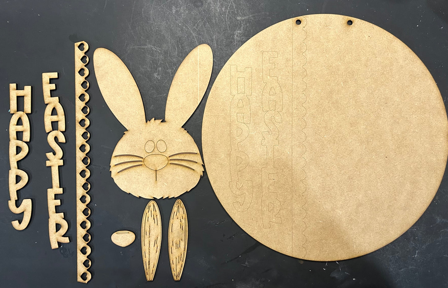 Easter Bunny # 1125 Door Hanger 10 inch  Wood Laser Blank | DIY Craft Cutout | Paint-Ready