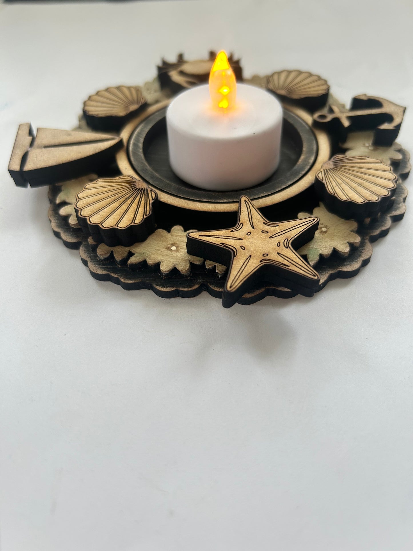 Nautical Sea DIGITAL #1201 Tealight candle holder  INTERCHANGEABLE Laser Cut SVG File – Instant Download
