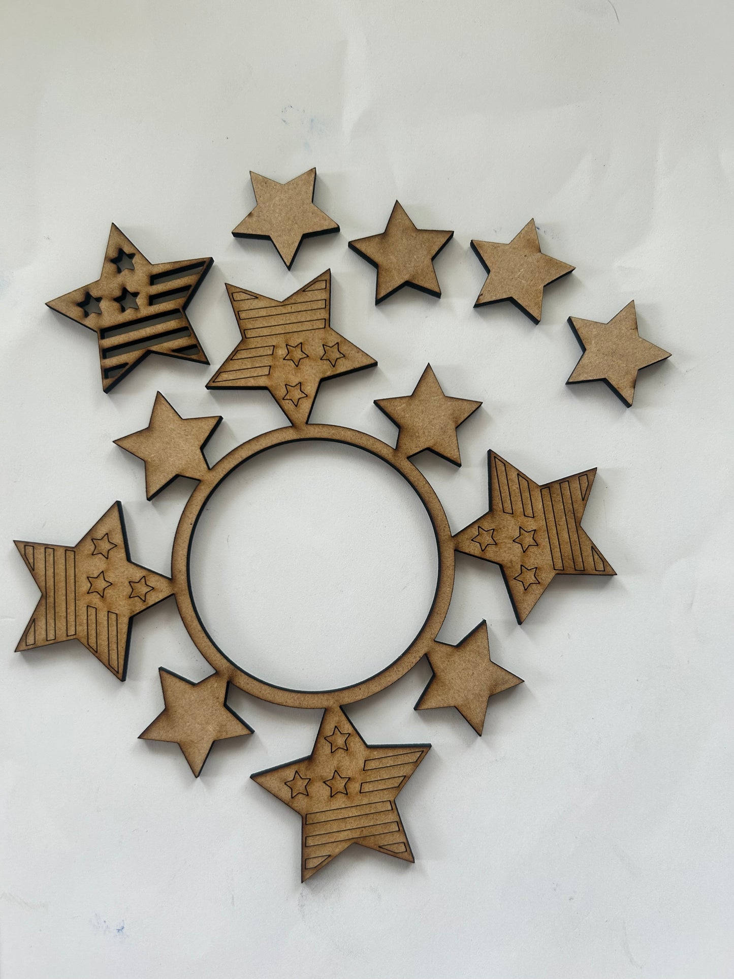 Stars & Stripes Tealight candle holder  INTERCHANGEABLE # 1200 Wood Laser Blank | DIY Craft Cutout | Paint-Ready