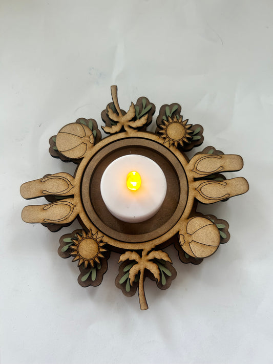 Beach DIGITAL #1202 Tealight candle holder  INTERCHANGEABLE Laser Cut SVG File – Instant Download