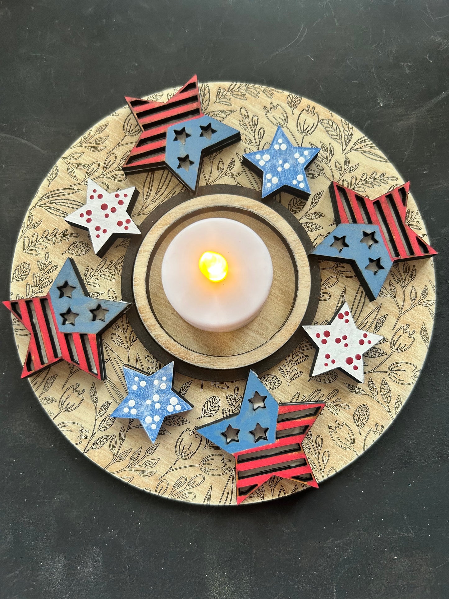 Stars and Stripes DIGITAL Stars & Stripes Tealight candle holder  INTERCHANGEABLE Laser Cut SVG File – Instant Download