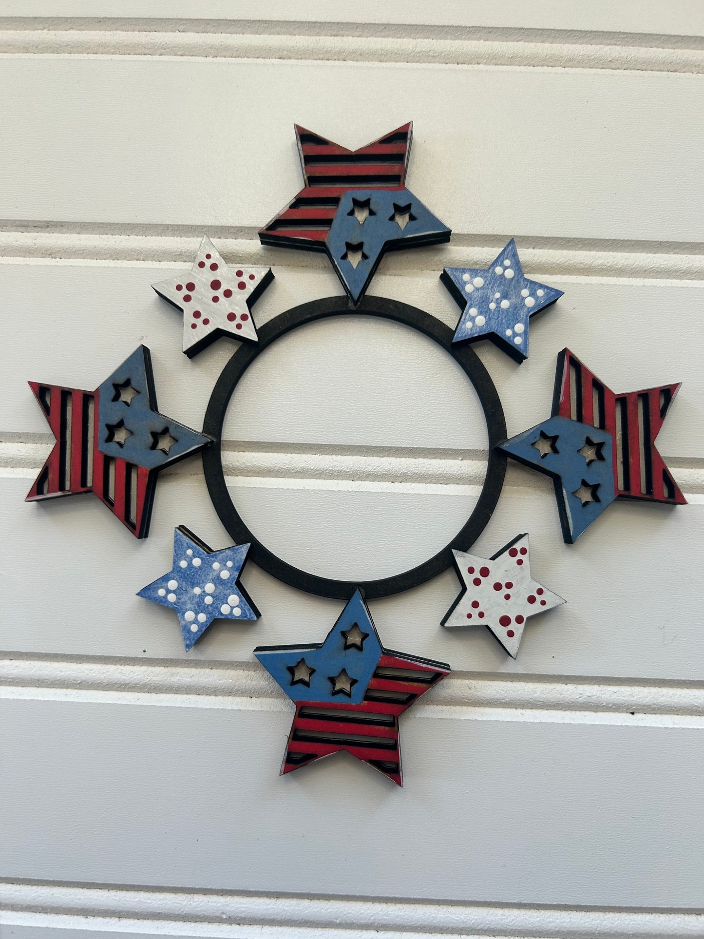 Stars & Stripes Tealight candle holder  INTERCHANGEABLE # 1200 Wood Laser Blank | DIY Craft Cutout | Paint-Ready