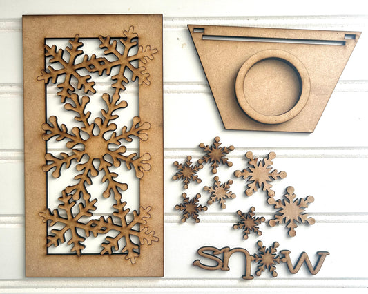 Snowflake Interchangeable  Candle Holder # 4000   Wood Laser Blank | DIY Craft Cutout | Paint-Ready