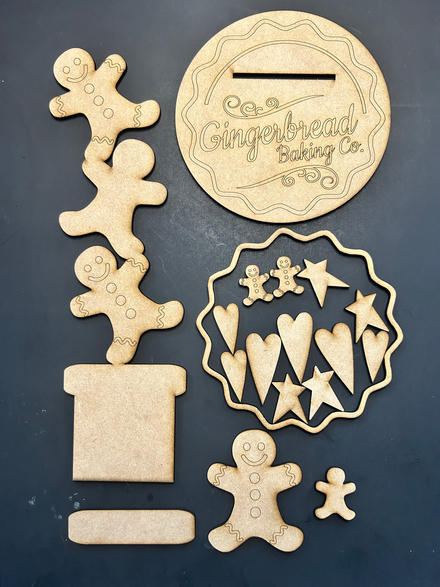 Stacking Gingerbread with base Wood Laser Blank | DIY Craft Cutout | Paint-Ready