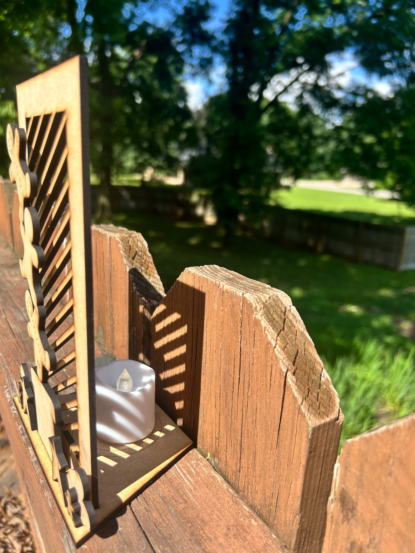 Gingerbread Interchangeable Candle Holder 1/8 MDF Wood Laser Blank | DIY Craft Cutout | Paint-Ready