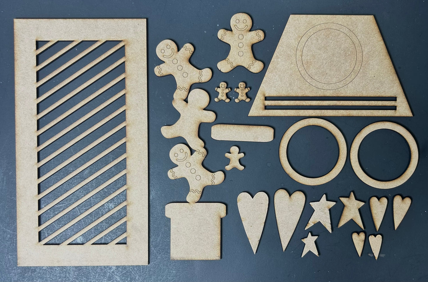 Gingerbread Interchangeable Candle Holder 1/8 MDF Wood Laser Blank | DIY Craft Cutout | Paint-Ready