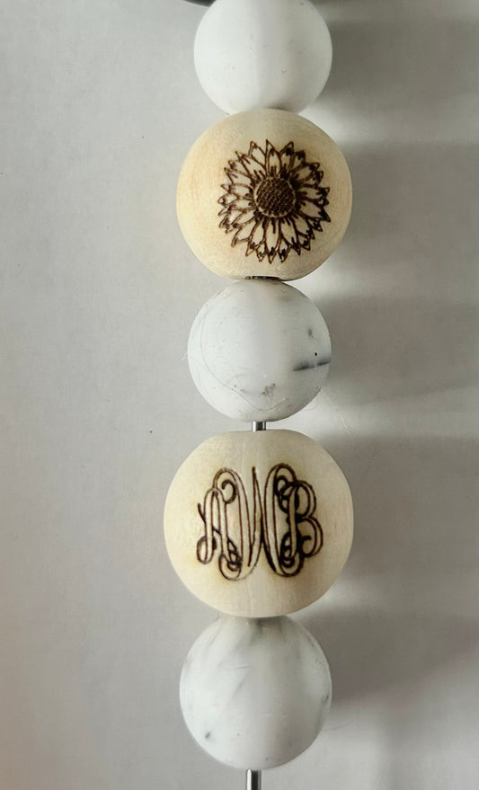20 mm Wood Engraved Beads