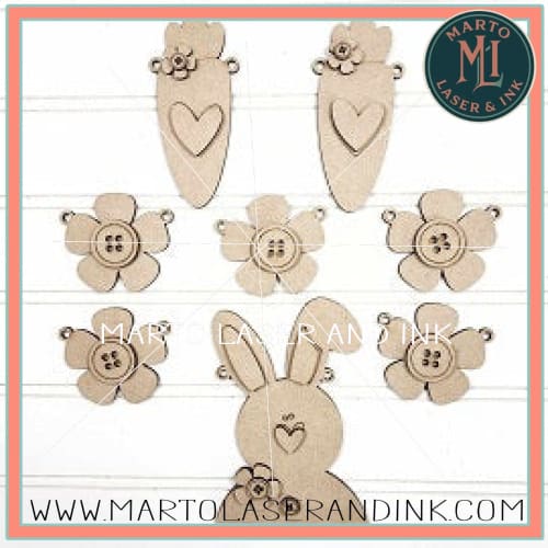 Bunny Banner # 024 Wood Laser Blank | DIY Craft Cutout | Paint-Ready