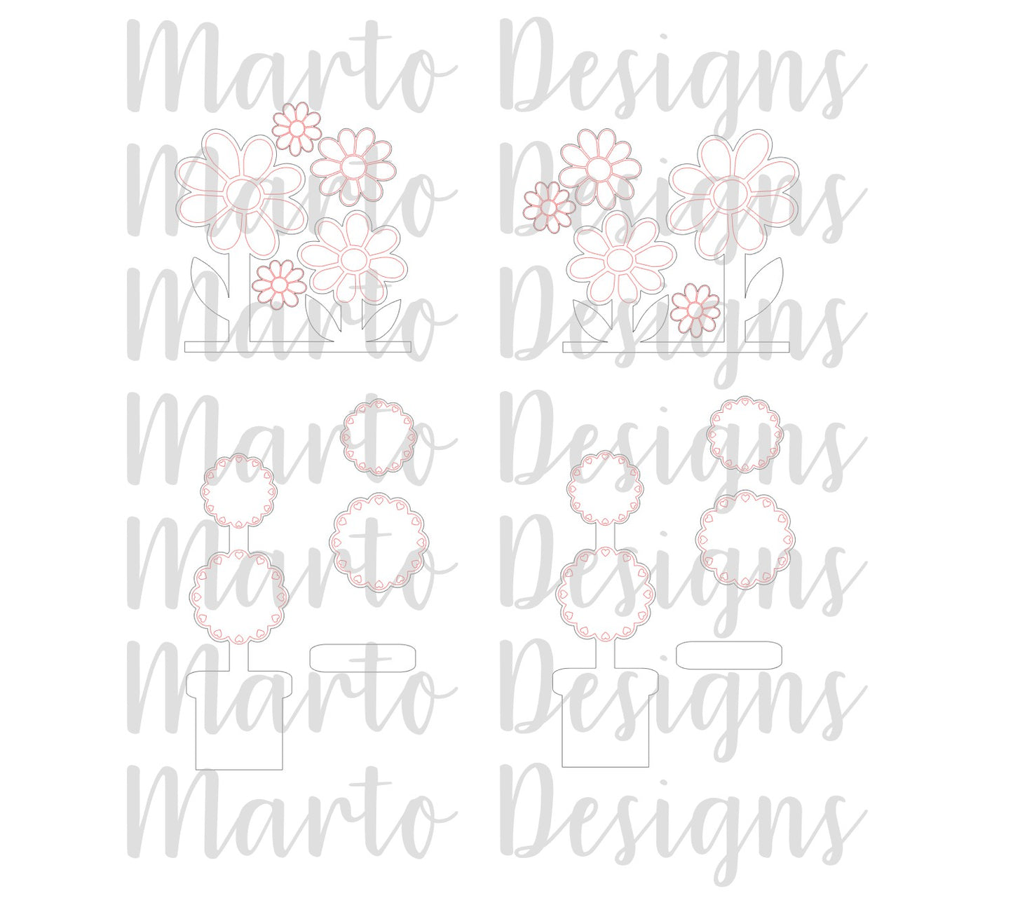 Stackable Add Ons Daisy and tree # 1203 DIGITAL INTERCHANGEABLE Laser Cut SVG File – Instant Download