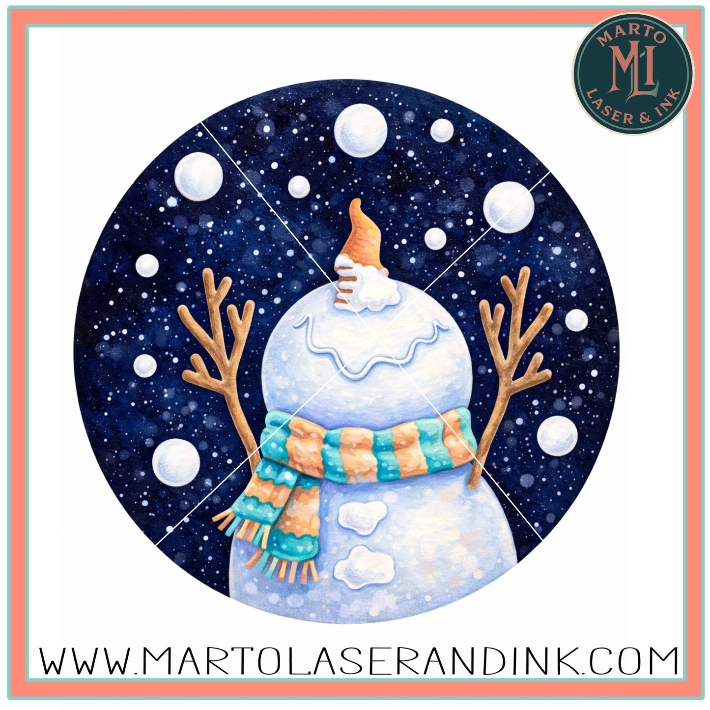 snowman round # 004  Wood Laser Blank | DIY Craft Cutout | Paint-Ready