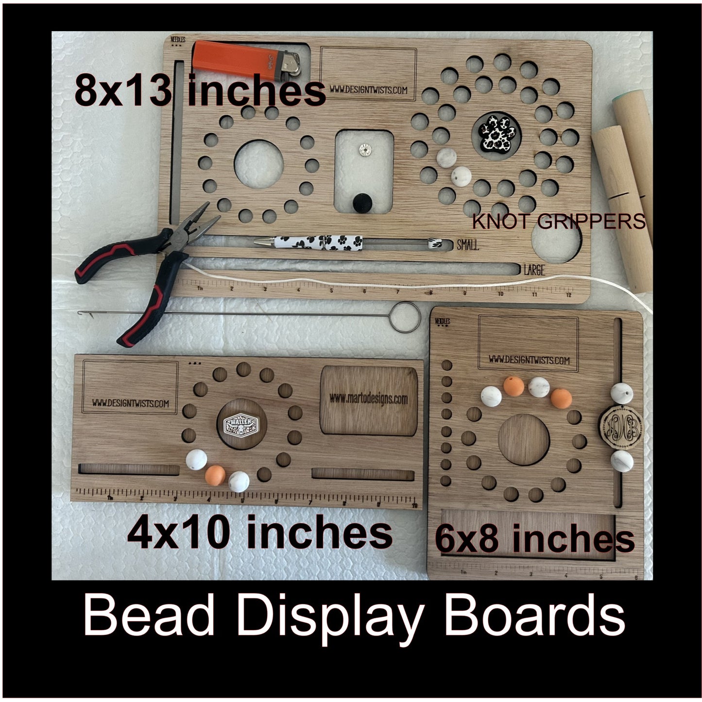 Custom Bead Display Board 4 x 10 inches Double base with or without custom business name