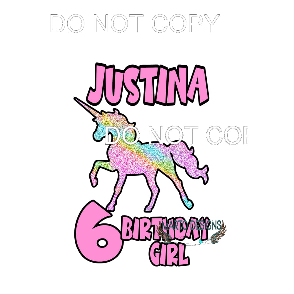 Birthday Girl Unicorn Custom Name Mom dad sister
