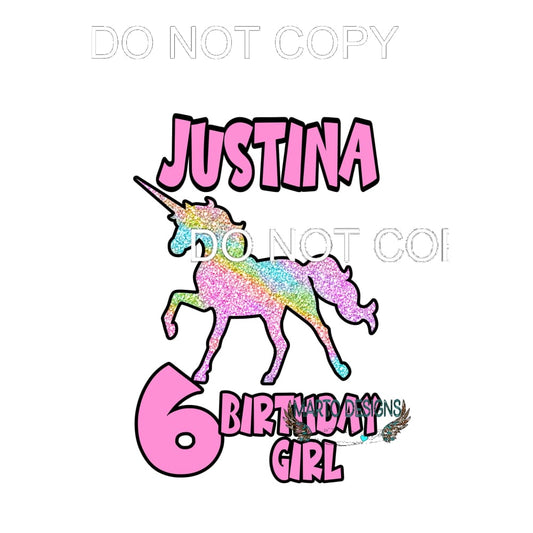 Birthday Girl Unicorn Custom Name Mom dad sister