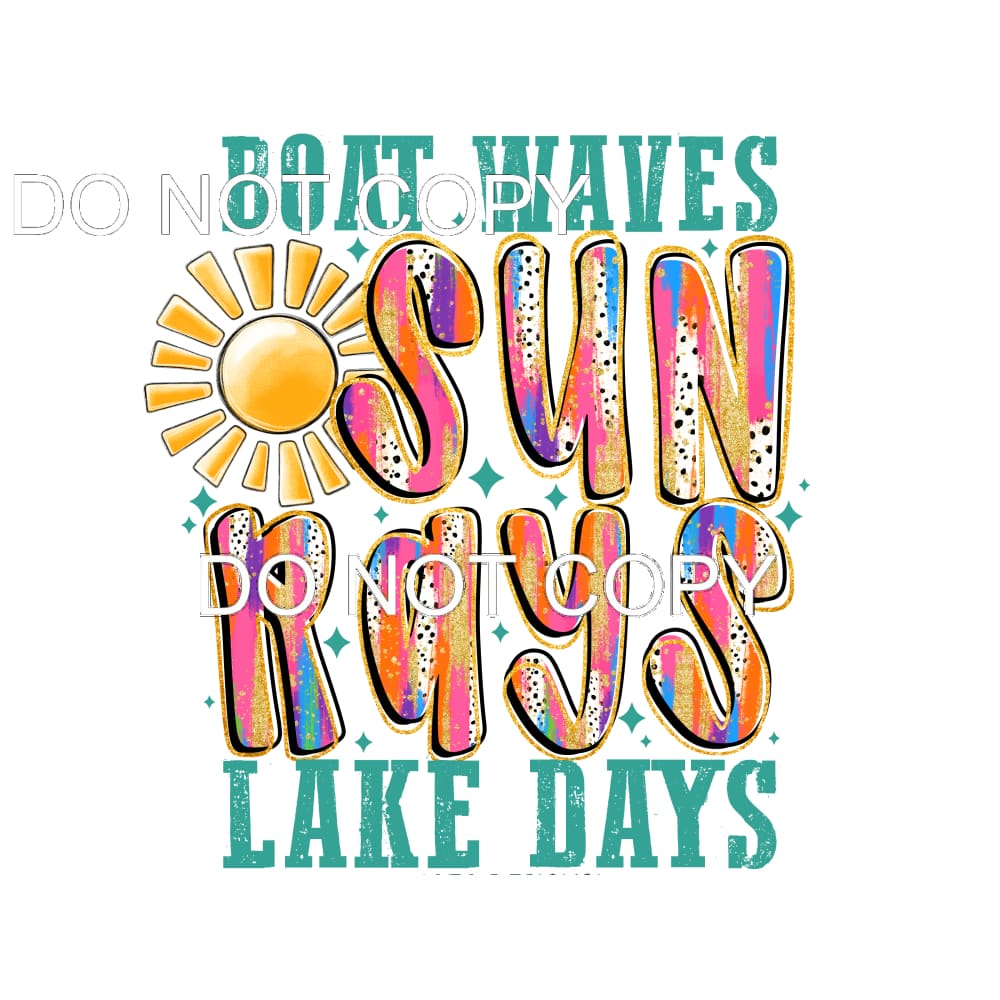 Boat Waves Sun Rays Lake Days #11480 Sublimation transfers