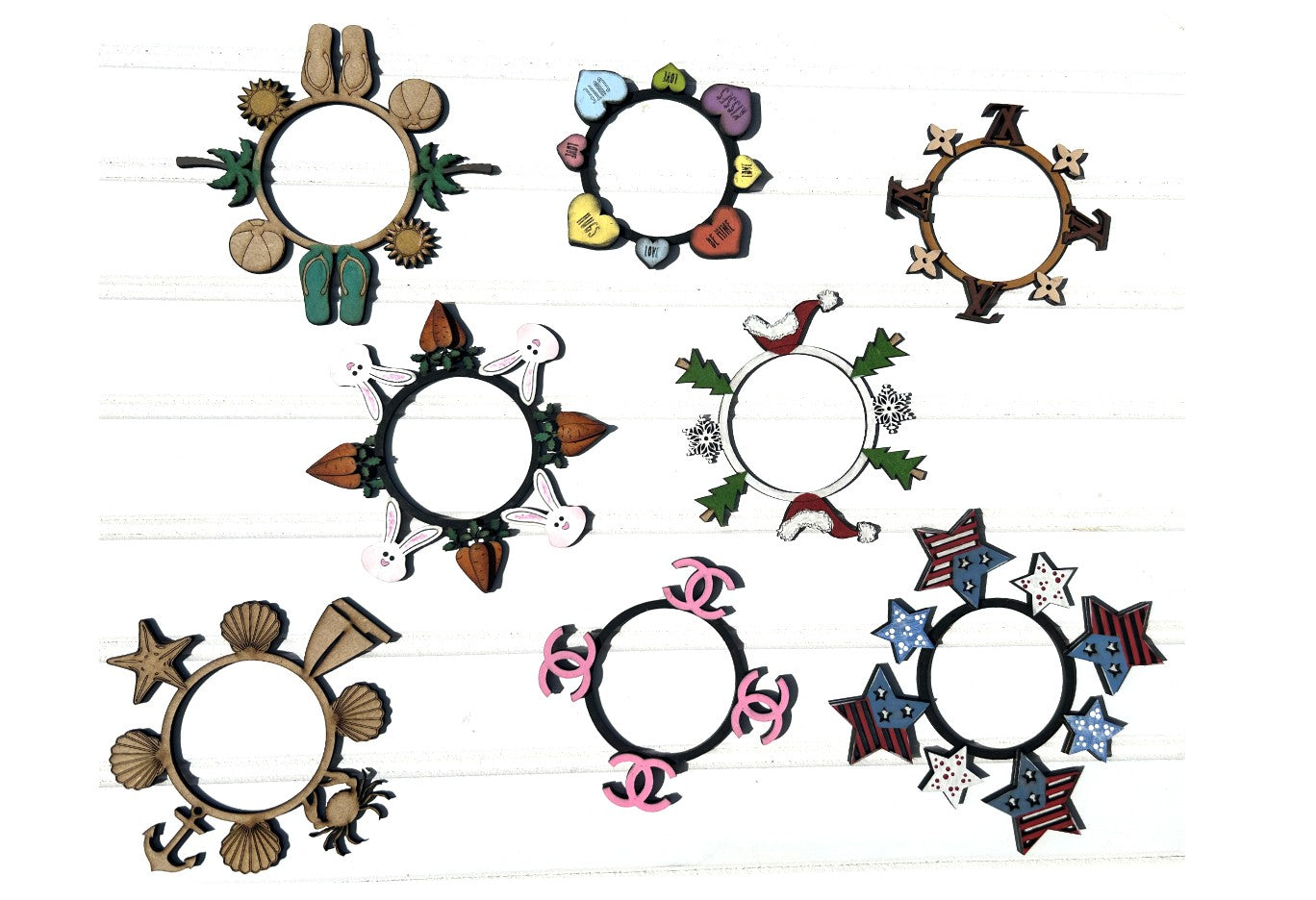 Tealight candle holder Daisies INTERCHANGEABLE # 1145 Wood Laser Blank | DIY Craft Cutout | Paint-Ready