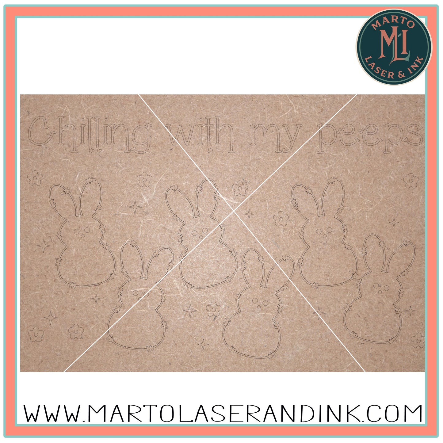 chillin with my peeps # 008 EASTER Wood Laser Blank | DIY Craft Cutout | Paint-Ready