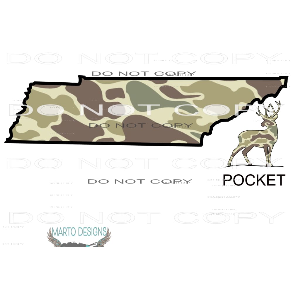 Deer Camo # 5556 includes pocket State All states in drop