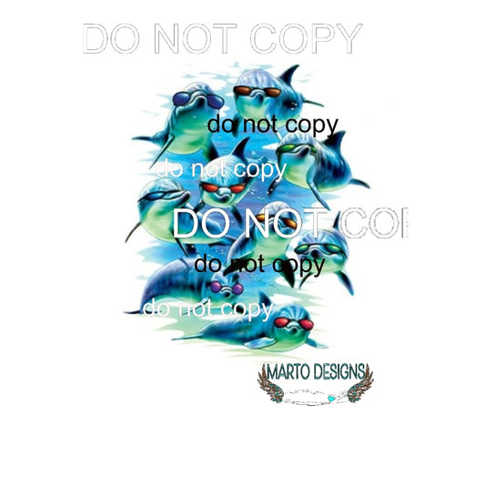 Dolphins wearing glasses Sublimation transfers - Heat