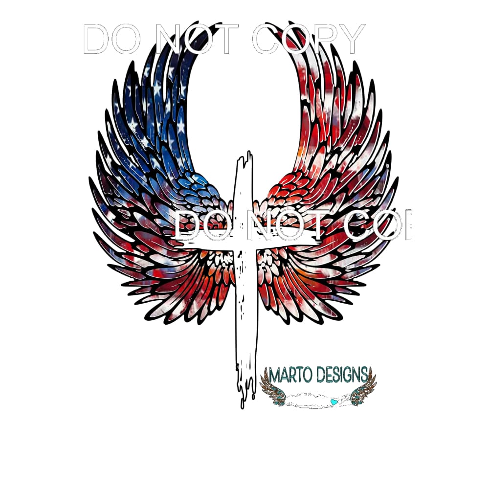 Flag Wings with Cross # 8022 Sublimation transfers - Heat
