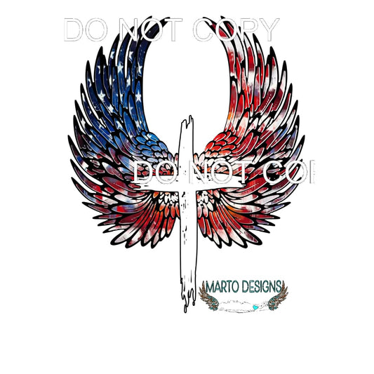 Flag Wings with Cross # 8022 Sublimation transfers - Heat