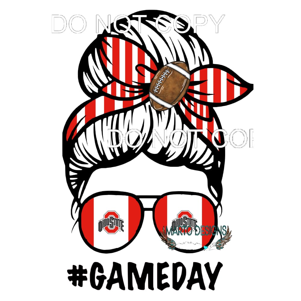 game day Ohio messy bun 2 Sublimation transfers - Heat