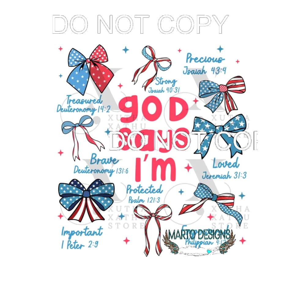God Says America USA # 10 Sublimation transfers - Heat