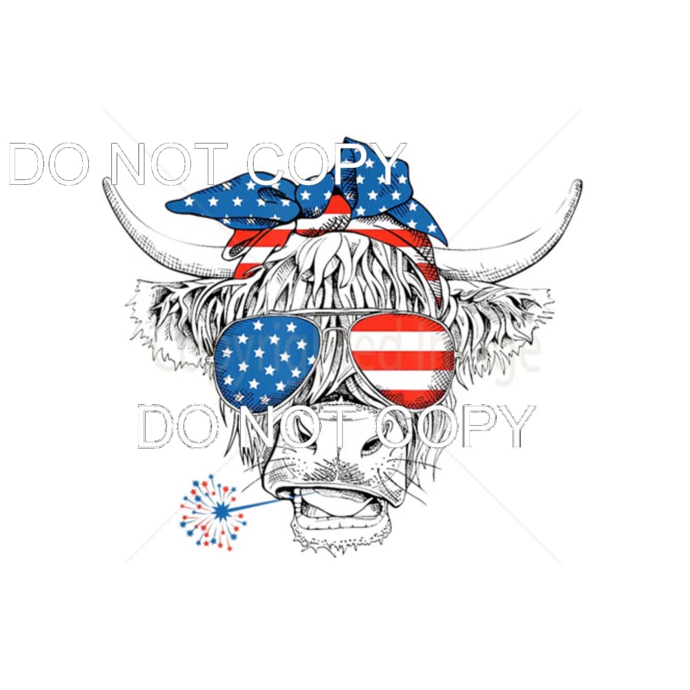 highland cow USA # 8821 Sublimation transfers - Heat