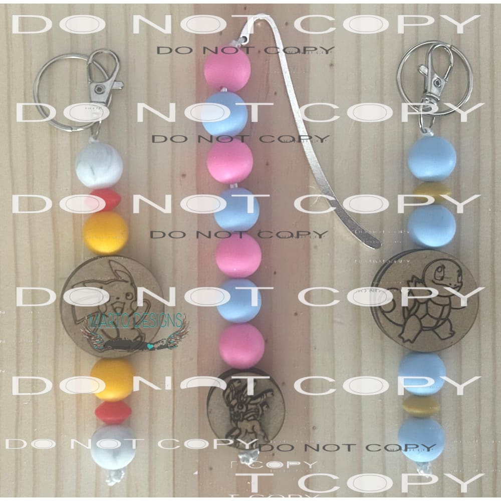 KEYCHAIN and Bookmarks SILICONE beads with custom wood