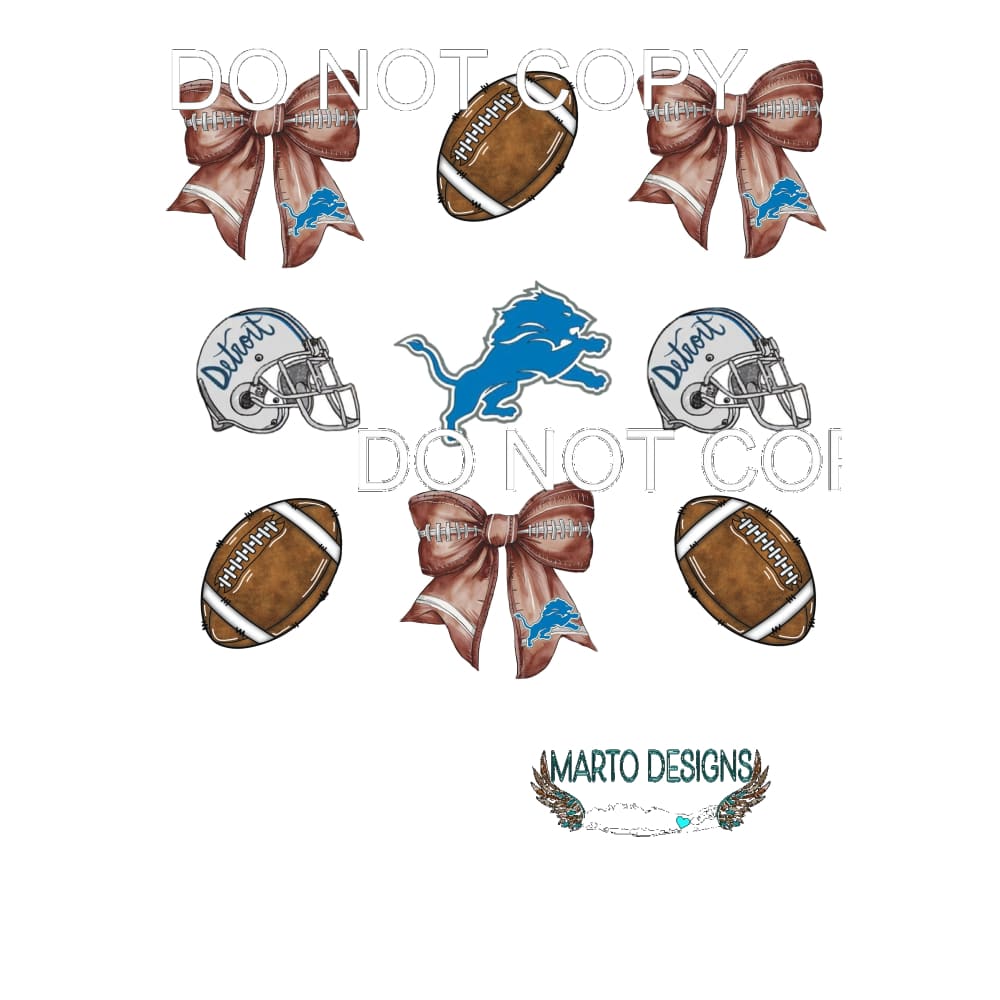 lions football bow # 3612 Sublimation transfers - Heat