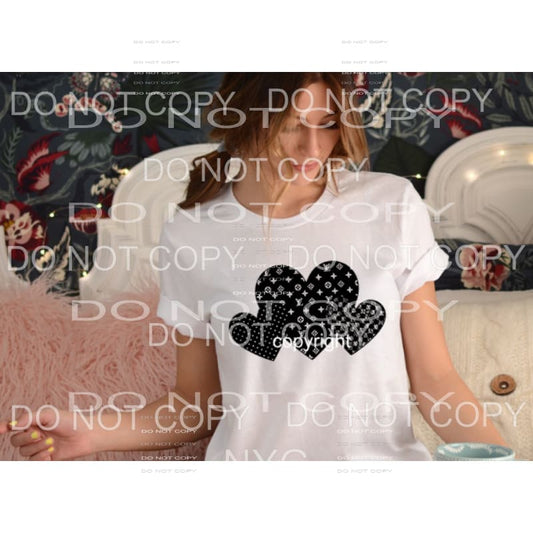 LV Trio hearts # 501 Black SCREEN PRINT can go on any shirt 