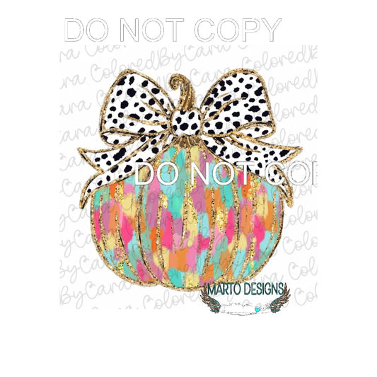 Pumpkin Multi color gold with bow # 1010 Sublimation
