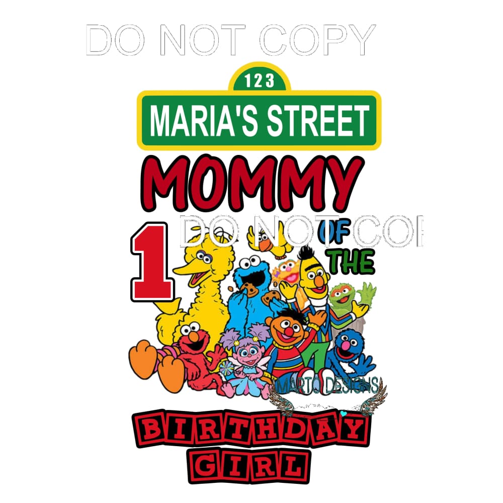 Sesame street Custom RED Blocks Name Mom dad sister