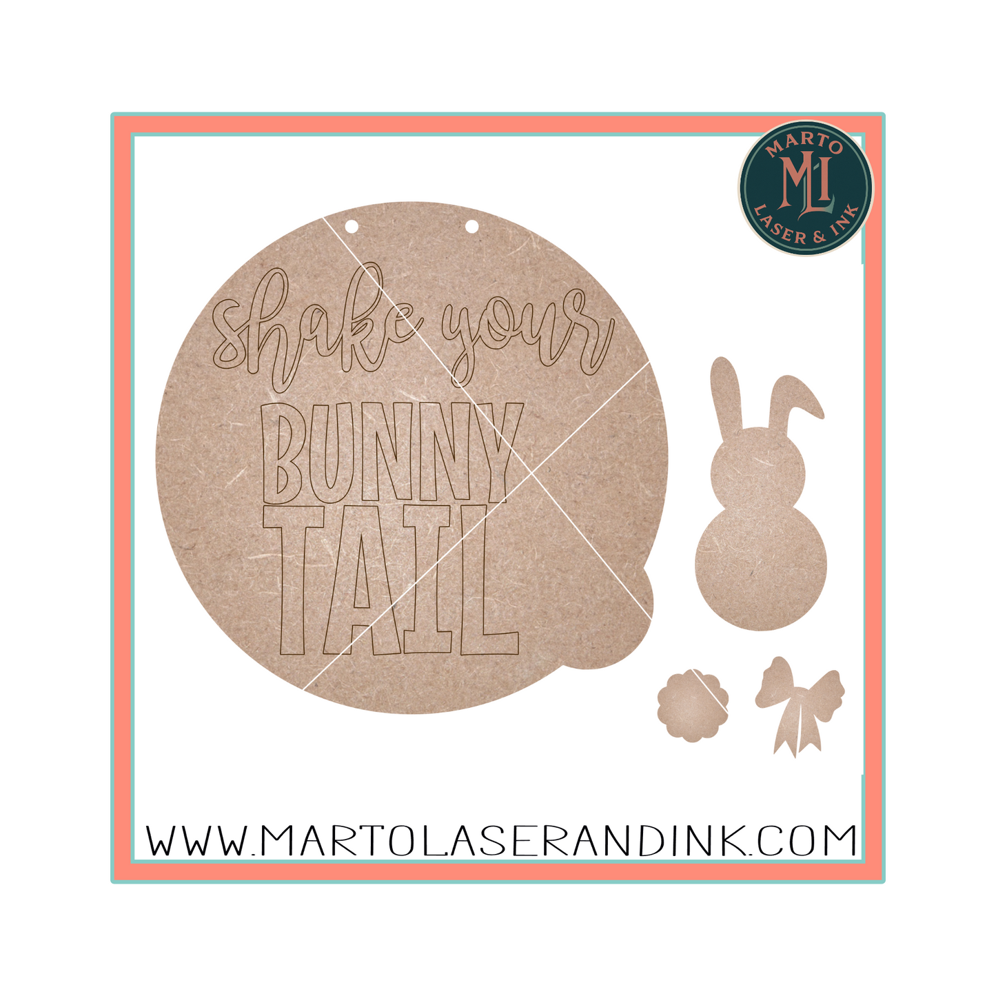 Shake Your Bunny Tail – 3D Wood Door Hanger Blank (DIY Paint-Ready) | #018