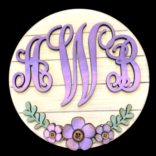 Monogram Sign 3 - sizes available  Wood Laser Blank | DIY Craft Cutout | Paint-Ready