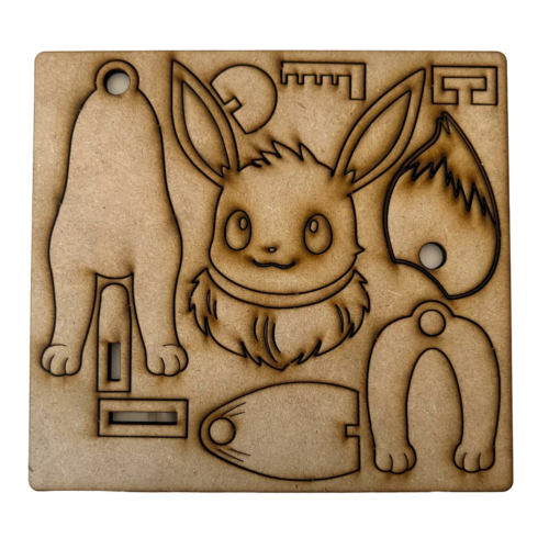 Eevee Pop out swinging Ornament # 051 Wood Laser Blank | DIY Craft Cutout | Paint-Ready