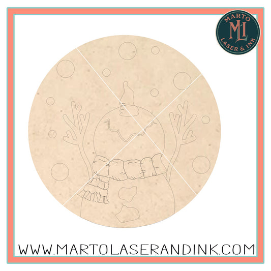 snowman round # 004  Wood Laser Blank | DIY Craft Cutout | Paint-Ready