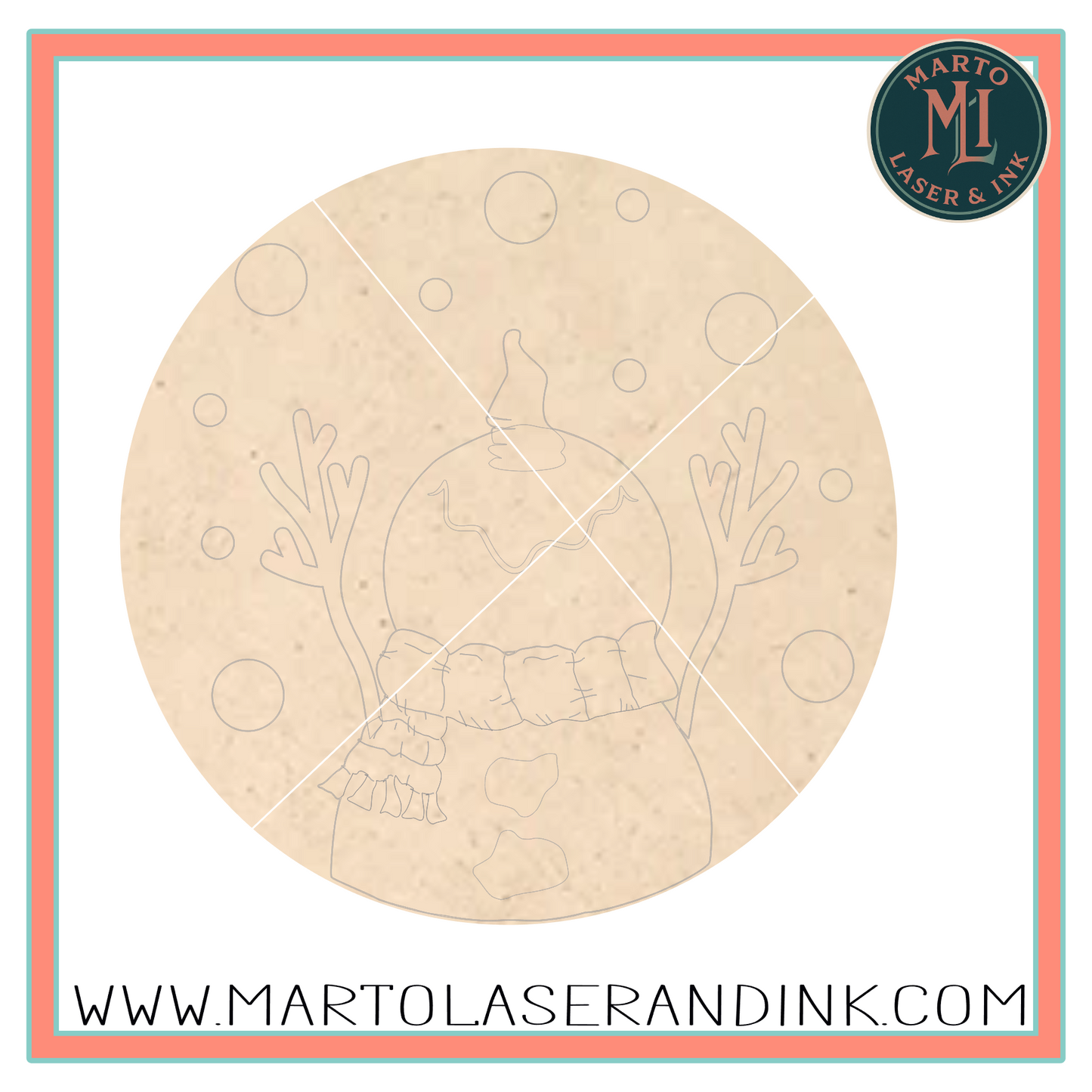 snowman round # 004  Wood Laser Blank | DIY Craft Cutout | Paint-Ready