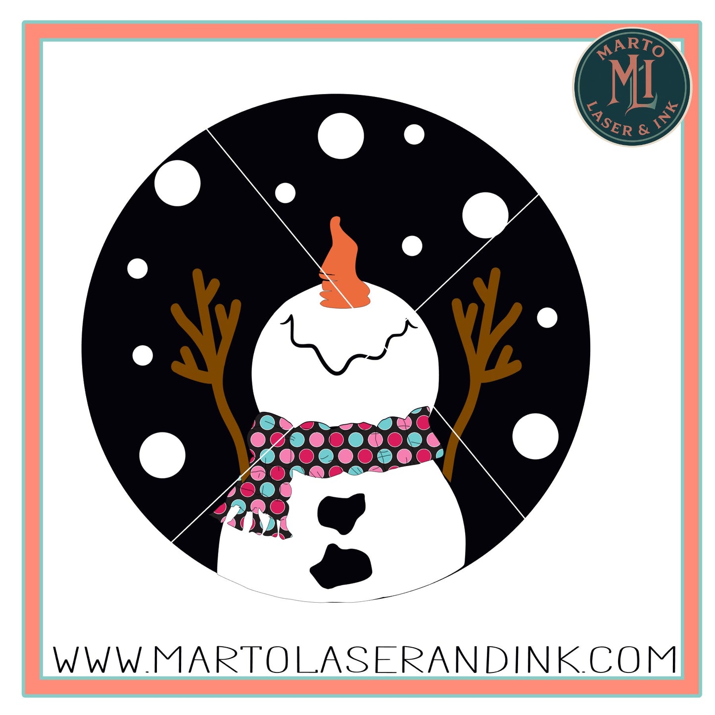 snowman round # 004  Wood Laser Blank | DIY Craft Cutout | Paint-Ready