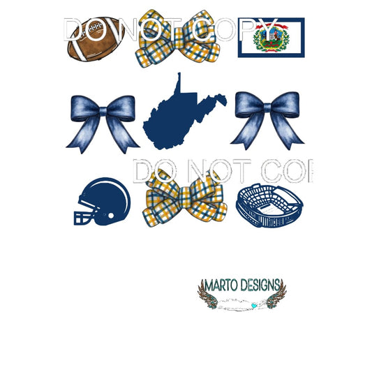 west virginia football bow # 5421 Sublimation transfers