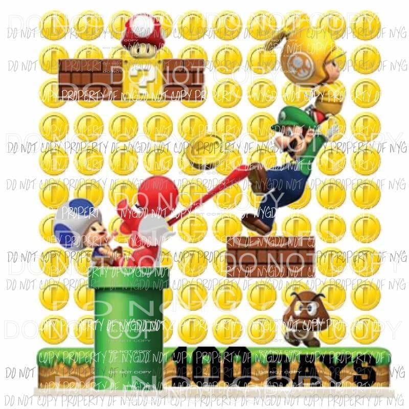 100 days of school mario Sublimation transfers Heat Transfer