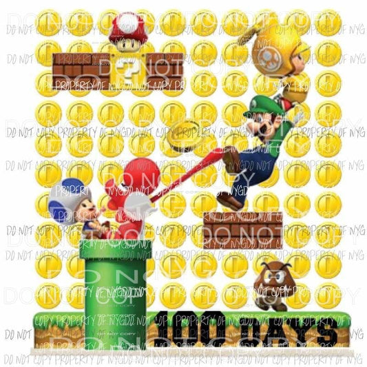 100 days of school mario Sublimation transfers Heat Transfer