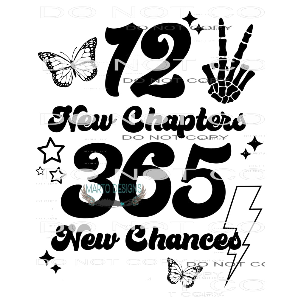 12 New Chapters 365 New Chances #8774 Sublimation transfers