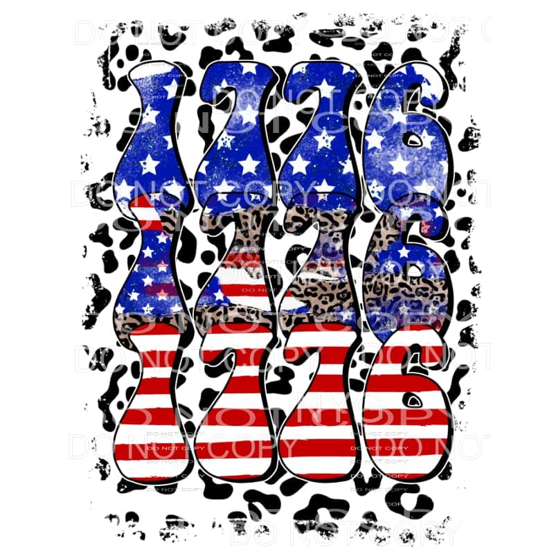 1776 1776 1776 Stacked Leopard Flag Stars Stripes 4th Of 